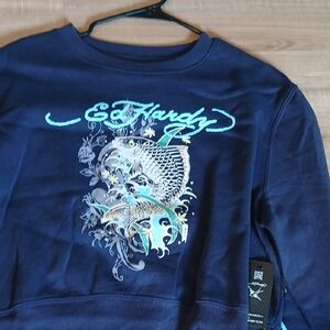 Ed Hardy Navy Blue Graphic Sweatshirt